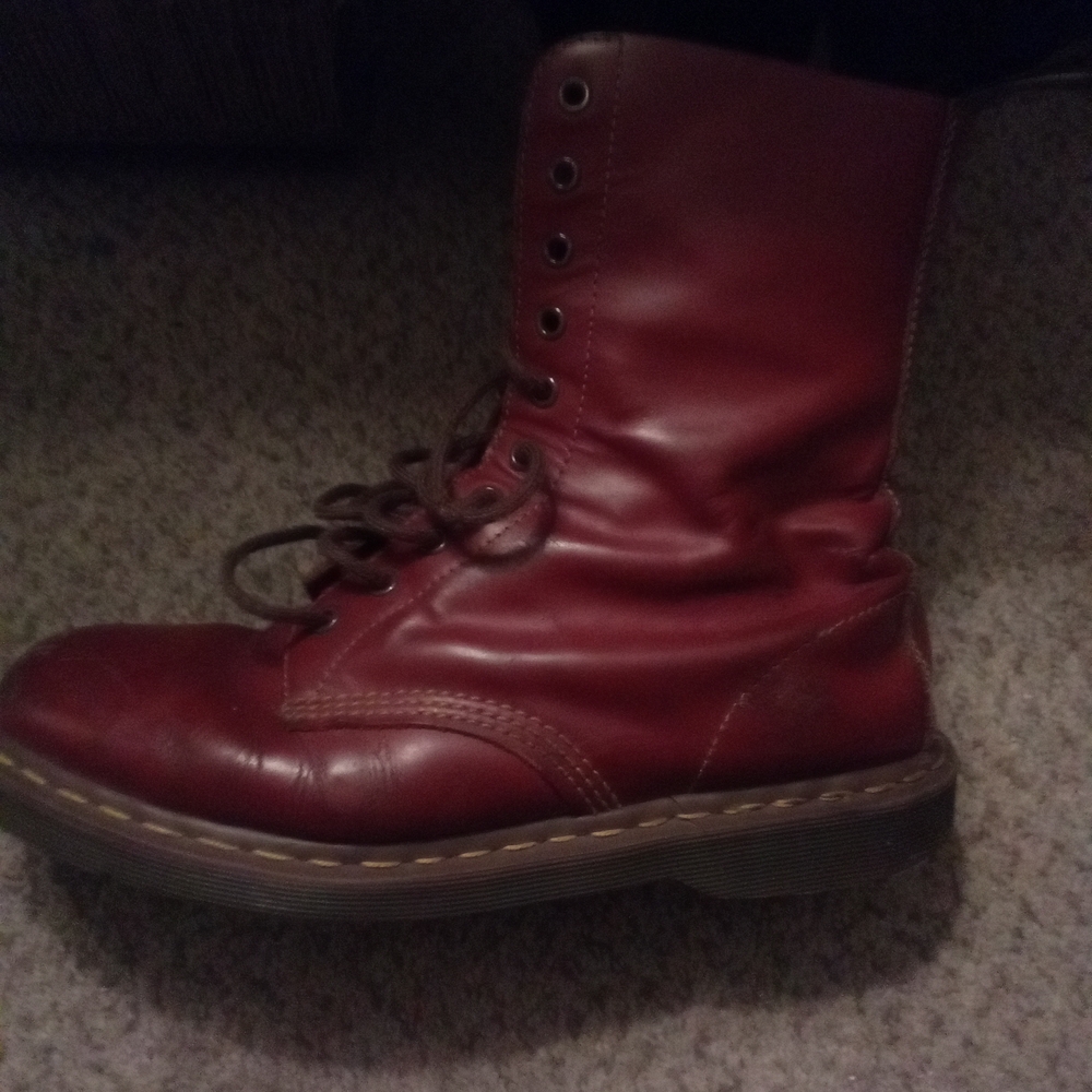Red Leather Dr Martins Men's Boots